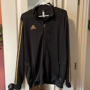 Adidas track jacket, mens large with gold stripes